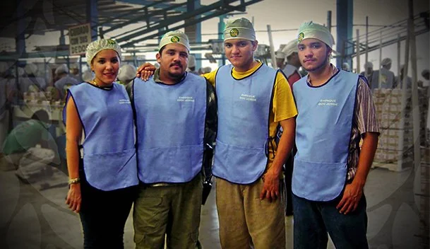 Equipo de empaque trabajando